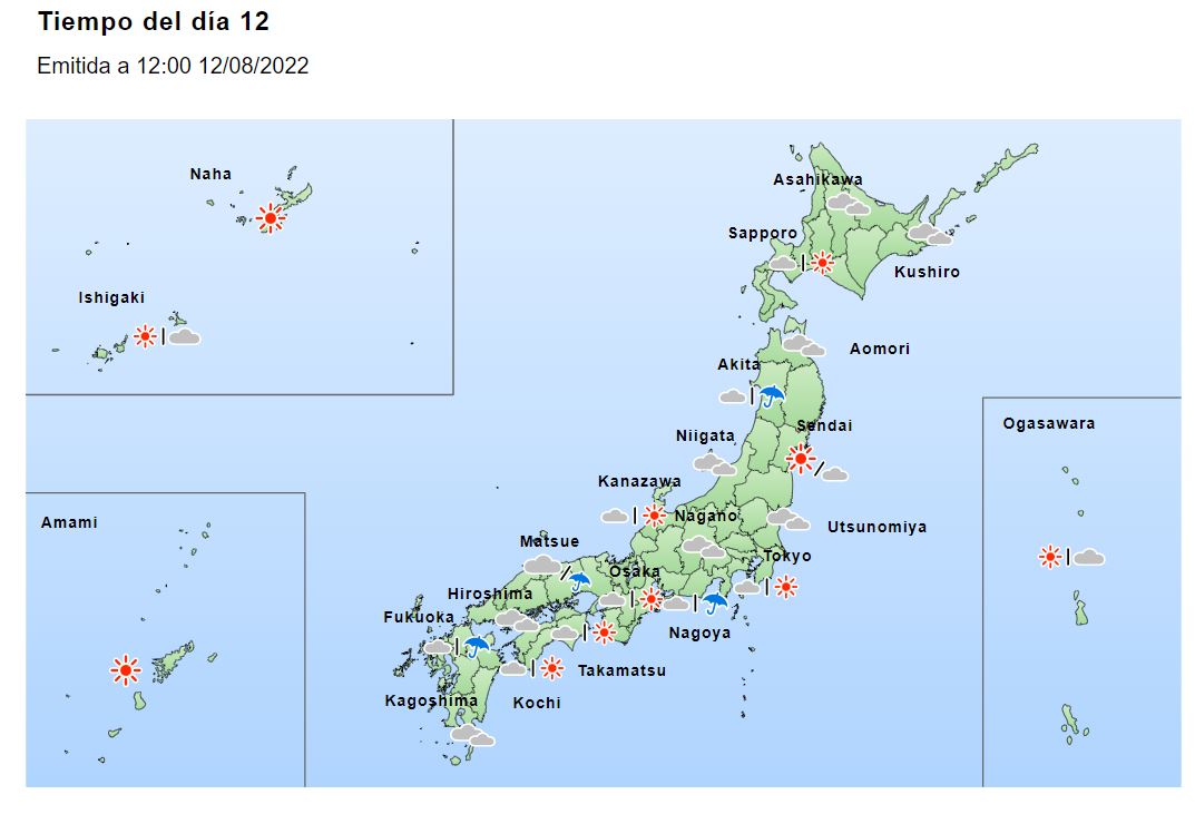 clima 12 de agosto japon